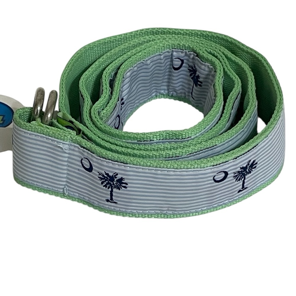 Vintage TOE GOZ Green Webbed Blue Grosgrain Ribbon South Carolina Preppy Belt